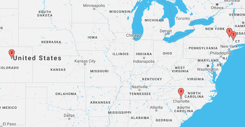 Location history map of TON Custom Cabinets